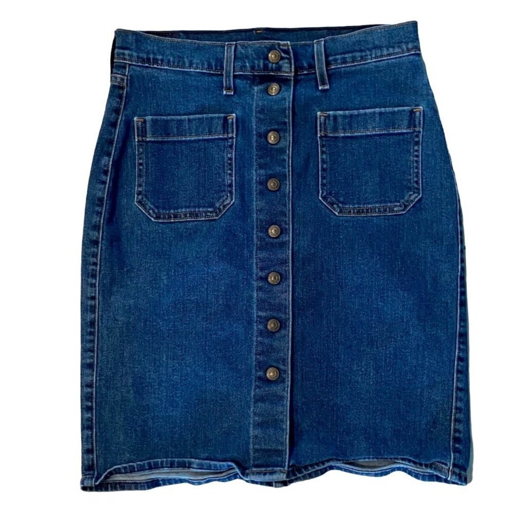 Levis Snap Front Denim Jeans Skirt with Pockets Size 27
